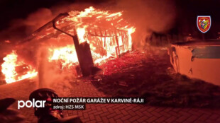 Noční požár garáže v Karviné-Ráji způsobil škodu v řádu miliónů korun